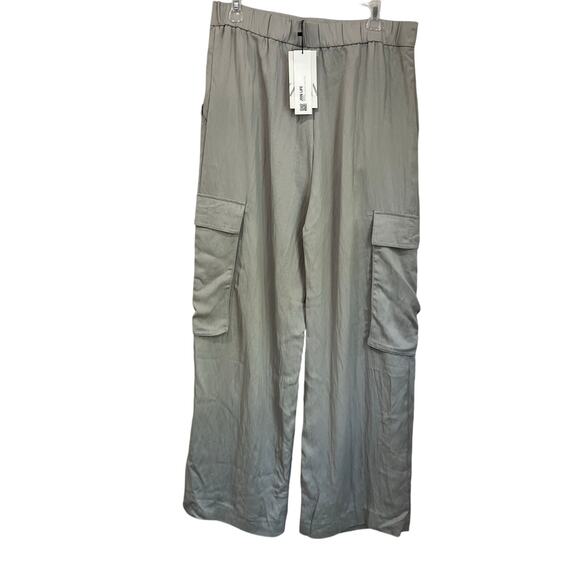 Zara Cargo Wide Leg Pants Size L Gray NWT Streetwear Utility Y2K - Picture 2 of 8